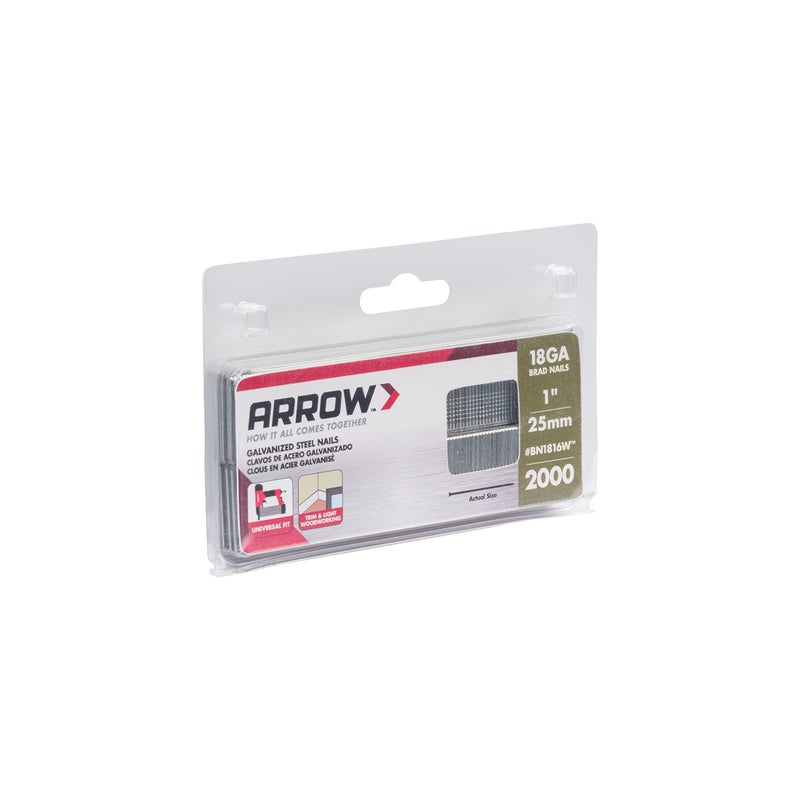 Arrow Fastener Arrow BN1816WCS 18-Gauge Steel Brad Nails for Molding, Cabinets, Framing, Trim, and Finishing, Safe to Use with Electric or Battery Powered Nailers, 1-Inch, 2000 Pack - Image 3